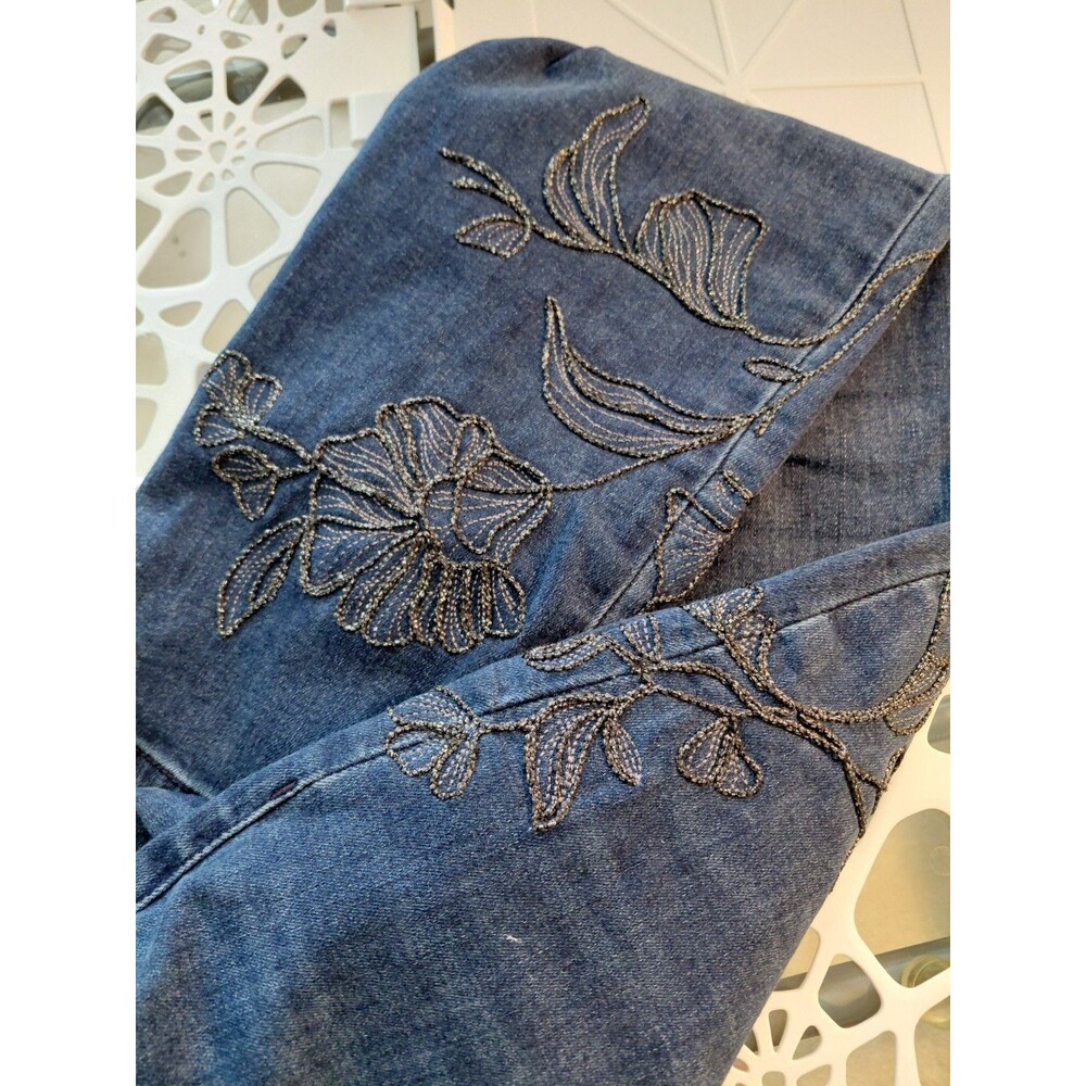 Chicos Embellished Pull On Jeggings Ankle Sz 2.5R (14R) Beads & Stitching - Picture 3 of 4